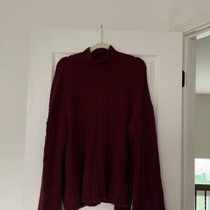 Elegant Maroon Turtleneck Sweater & Knit Pants